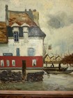 Vintage Original Impressionist Harbor Landscape Oil Painting Signed Framed Boats — photo 8