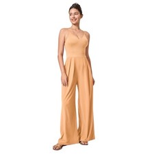 Halara NWT Brewzeful Backless Wide-Leg Resort One-Piece Jumpsuit in Peach Small