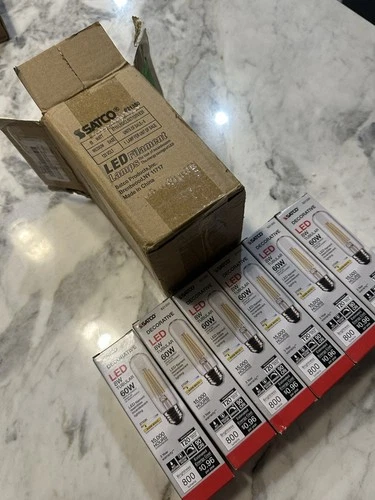 Satco S21350 - 8 Watt LED T10 Clear LED Bulbs - 2700K - 120 Volt (6 pack) - Picture 5 of 6