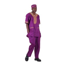 Amare Gold Short Sleeve Pant Set Colors: Purple Sizes - Free Plus: Plus