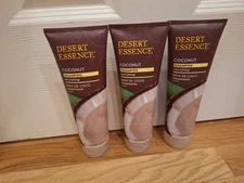 Lot of 3~Desert Essence Coconut Shampoo 8oz Moisturizes Dry Hair Smooth Frizz