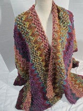 Colorful OS Zigzag Boho Hippie Retro Fringe Trim Shawl Wrap Poncho Cardigan Cape