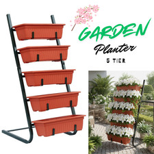 Garden Planter Flower 5 Tier Pot Vegetable Hearbs Raised Bed Metal Stand Tray