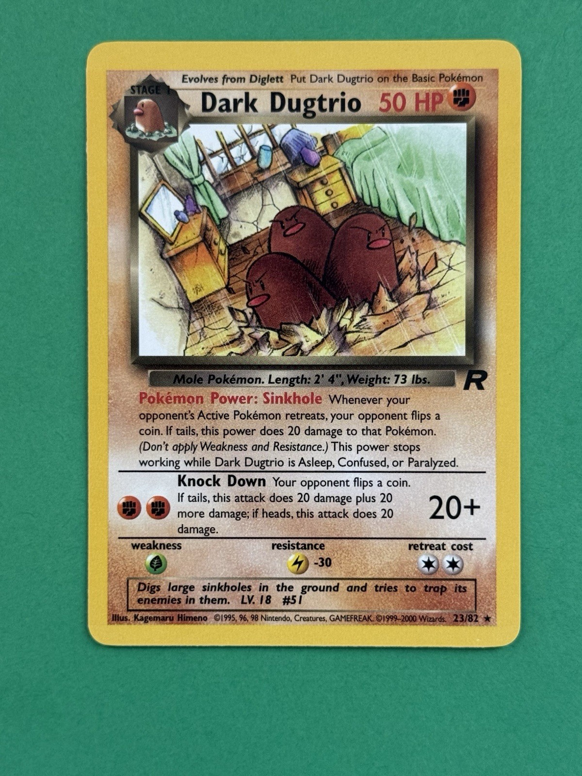 2000 Pokémon Dark Dugtrio Regular 23/82 Team Rocket NRMT