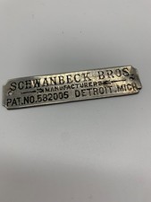 Antique Metal Steamer Trunk Maker Tag Schwanbeck Bros.