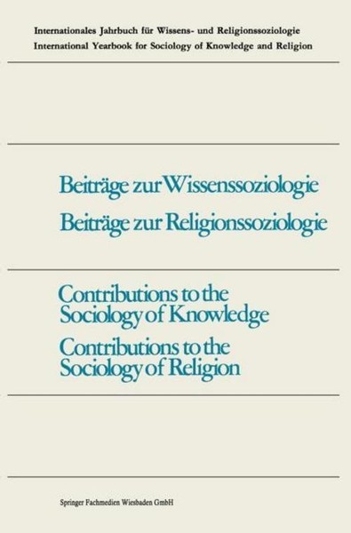 Contributions To The Sociology Of Knowledge / Contributions To The Sociology Of-image