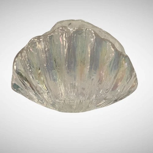 Highly Iridescent Carnival Glass Scalloped Seashell Dish Bowl 6.75"