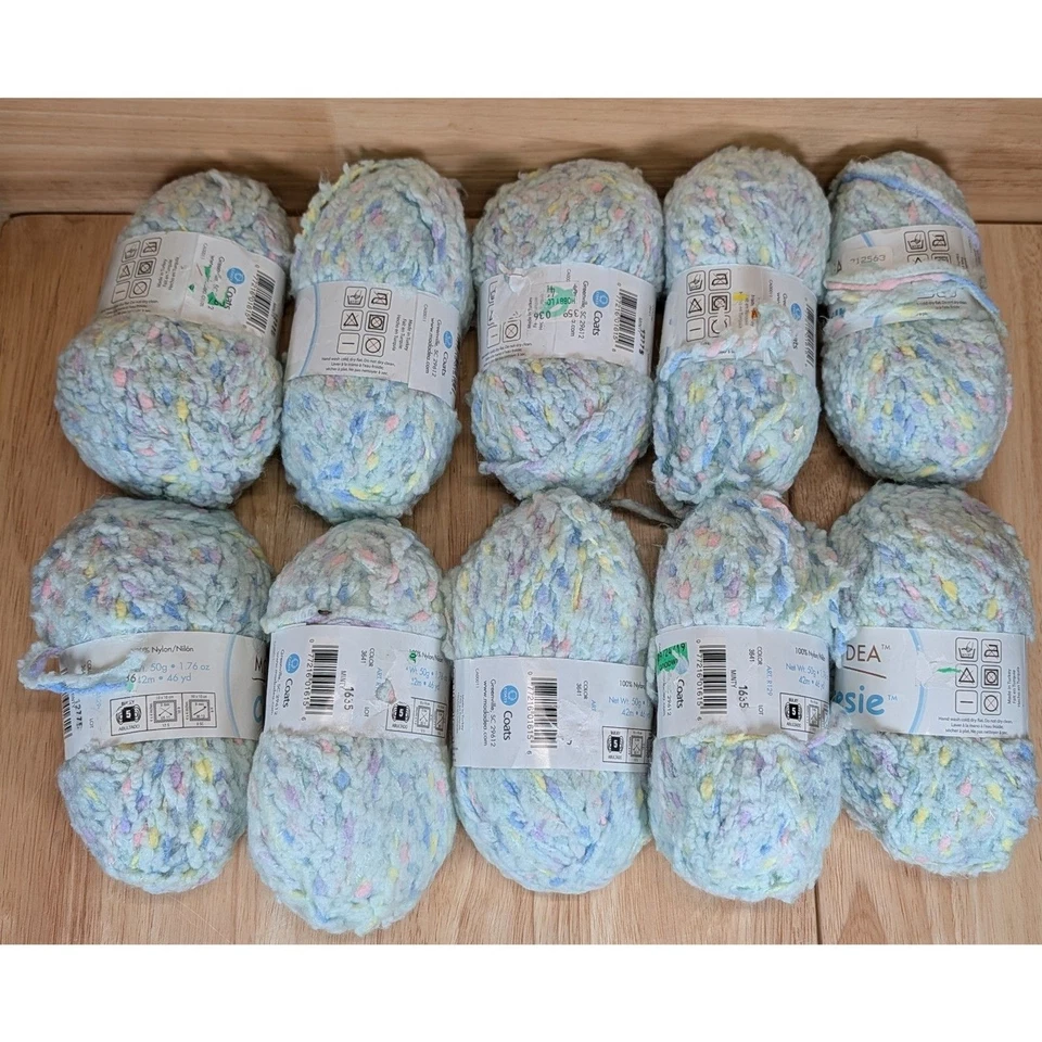 Lot of 10 Moda Dea CUTESIE Yarn 17.6oz Minty Pastel #5 Bulky Chenille Blend - Image 3 of 3