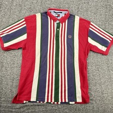 Vintage 90s Tommy Hilfiger Colorblock Vertical Stripe Polo Shirt Mens XL Crest