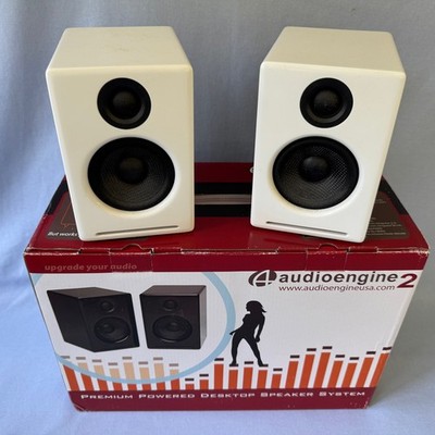 AUDIOENGINE A2 White Bookshelf Speakers FOR PARTS or REPAIR (Needs Amp board) 
