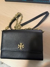 TORY BURCH Kira Black Pebbled Leather Small Convertible Shoulder/Crossbody Bag