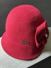 Betmar New York Wool Blend Hat Red Vintage Cloche Cap Retro Career Art To Wear