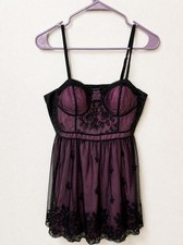 American Eagle Purple & Black Mesh Lace Babydoll Chemise, Women’s Size M