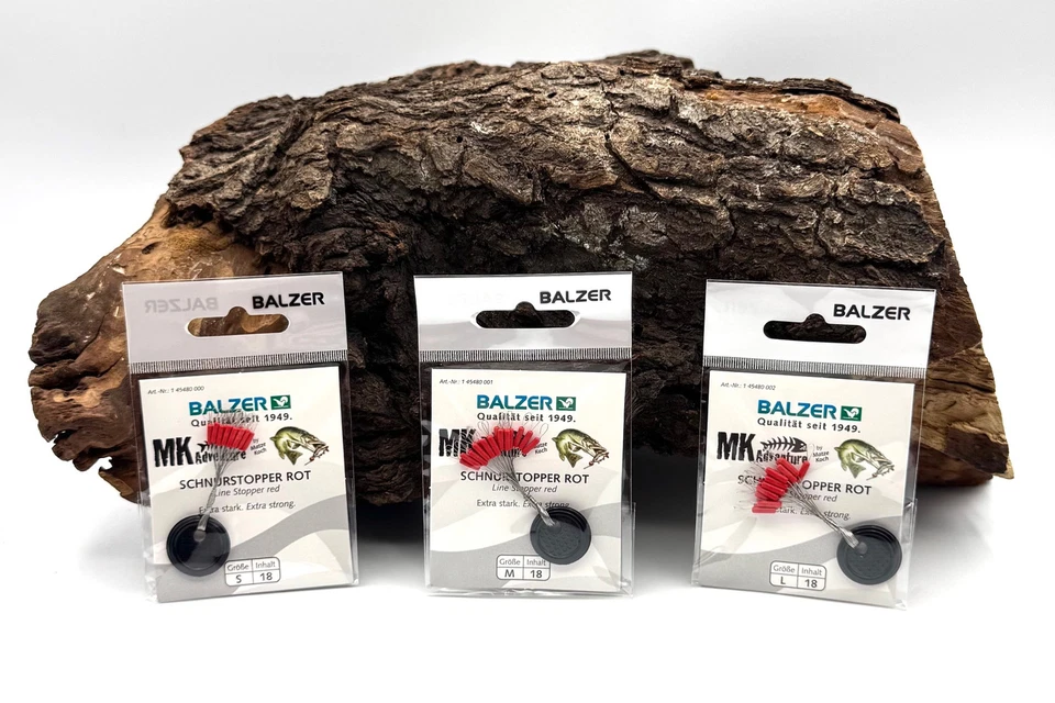 Balzer Matze Koch Schnurstopper extra lang Größe S M L Rot 18 Stück Gummistopper