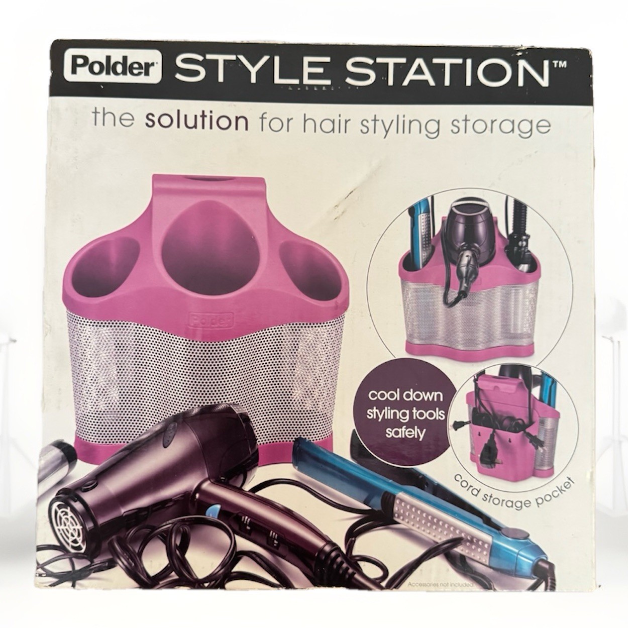 Polder Style Station Hair Tool Organizer Heat Safe Pink Stor