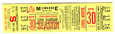FULL TICKET! 4/30/60 BRAVES LEW BURDETTE NO HITTER-MILW COUNTY STADIUM-PHILLIES