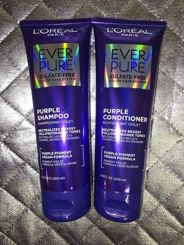L'Oreal Paris Ever Pure Sulfate Free Purple Shampoo & Conditioner 6.8 Fl Oz - Picture 1 of 2