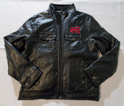 Ecko Function Faux Leather Jacket Boys 10 Black Pockets Lined Full Zip *Read