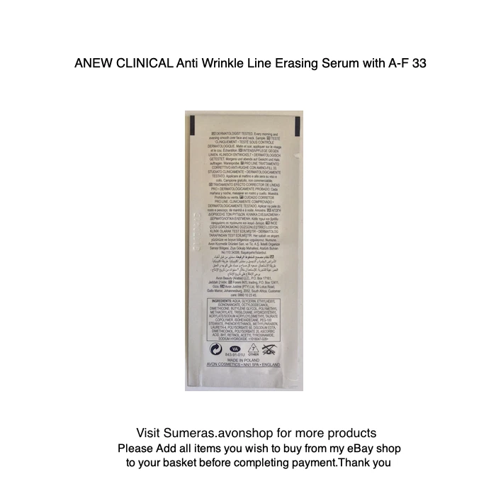 Avon Anew Clinical Anti Wrinkle Line Erasing Serum AF33  Sample Sachets Free P&P - Image 2 of 3