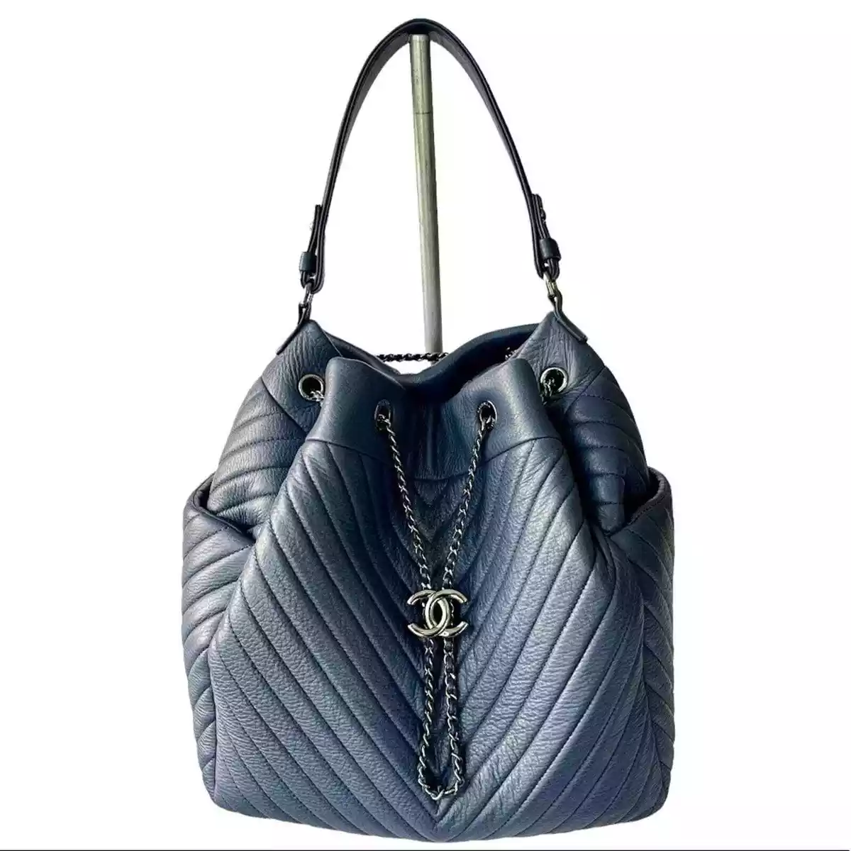 Chanel Medium Drawstring Chevron Handbag Bucket