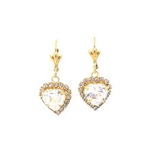 Heart Shaped Zirconia Stones Dangle Earrings 14k gold filled