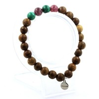 Steine Und MinéRaux. Armband Perlen Malachit Aus Kongo + Lepidolit+ Holz 8 M