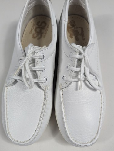 SAS Siesta Shoes Womens 9M White Oxfords Leather Lace Up Hand Sewn in USA - Picture 5 of 10