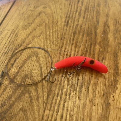 Helin Tackle Company Flatfish X4 With Leader For Trolling Used Color: Fl Red/eye