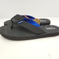 Flojos Liam Flip Flop Thong Water Friendly Mens Size 12 Black/Blue Textured 850