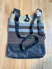 Vintage Leather Knit RAJ Southwest Pattern Crossbody Shoulder Purse