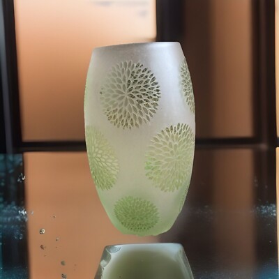 Retro-Looking Green Flowery Glass Vase
