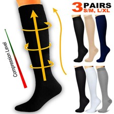 3 Pairs Compression Support Socks 15-20mmHg Graduated Relief Men Women S-XXL