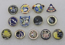 NASA Apollo 1,7,8,9,10,11,12,13,14,15,16,17 Lapel Pin set-Replica