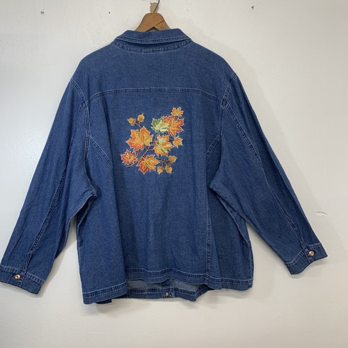 Quacker Factory Denim Jacket Woman 3X Embroidered Pockets Button Front Western - Picture 2 of 12