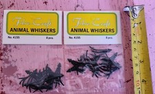 NEW NOS VTG Animal Whiskers 8 pcs black plastic doll making 2 PACKS Fibre Craft