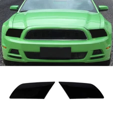 2x Smoked Black Front Headlight Lamp Decor Trim Cover For Ford Mustang 2010-2014