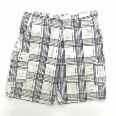 Airwalk Mens Cargo Shorts Multicolor Plaid Flat Front Pockets 100% Cotton 38