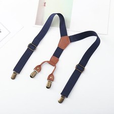 Boys Suspender Elastic Suspenders Solid Strong Clips Tuxedo Suspenders