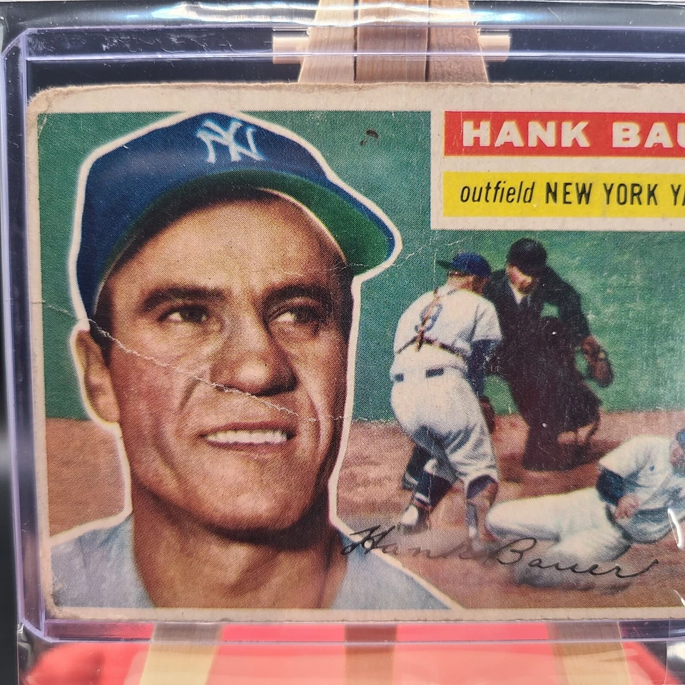Hank Bauer 1955 Topps Baseball Card # 177 NY Yankees Nice Lower Grade Crease - Изображение 3 из 4