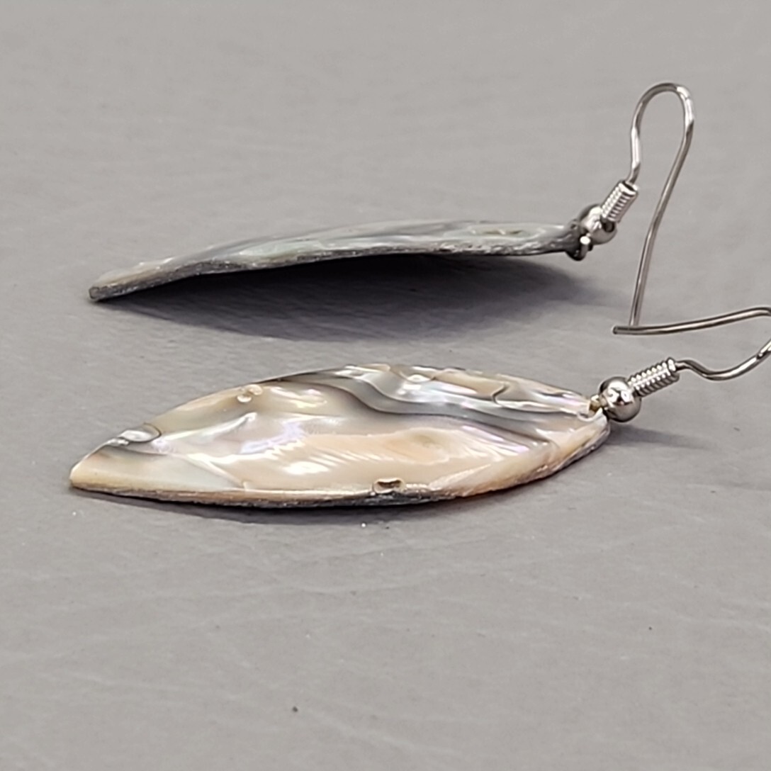 Abalone Pierced Earrings Dangle Shell Marquise Sh… - image 8
