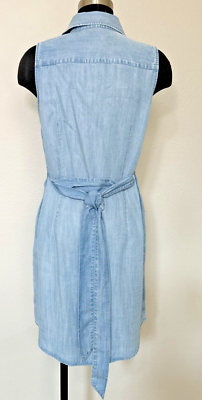 untuckit denim dress For Her Perry Shirt SZ 4 Blue Lyocell Sleeveless Button Up 40619 Color:#3 pink Bridesmaids with blazer outfits santa claus dress girl Denim shirt dress an easy adjustable belt