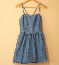 Madewell Denim Dress Blue Size 6 Sleeveless Square Neck Back Zip #p44-47