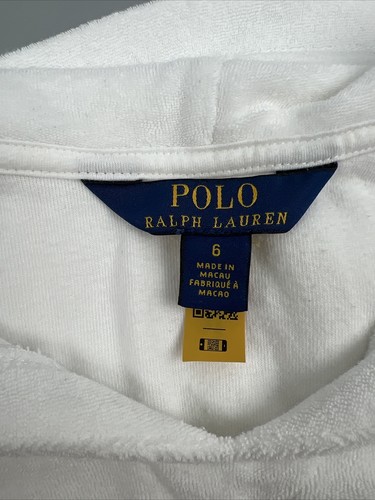 Polo Ralph Lauren Girls' Hooded Terry Cover-Up - After Swim 6 Years White - Picture 5 of 11