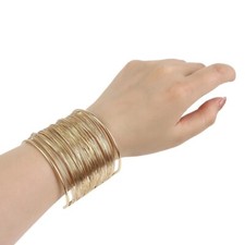 Cuff Bangle Bracelet for Women Open Wide Wire Bracelets Gold Color Wrist Cuff Wr