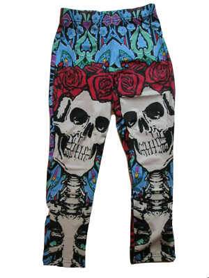 D Story Women's Activewear Leggings Size S Red Rose Skull #D1