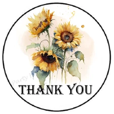 THANK YOU SUNFLOWERS ENVELOPE SEALS LABELS STICKERS PARTY FAVORS