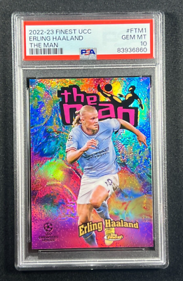 2022-23 Topps Finest UEFA ERLING HAALAND The Man PSA 10 | eBay