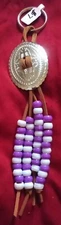 Purple & White Acrylic Beaded Large Oval Concho Keychain