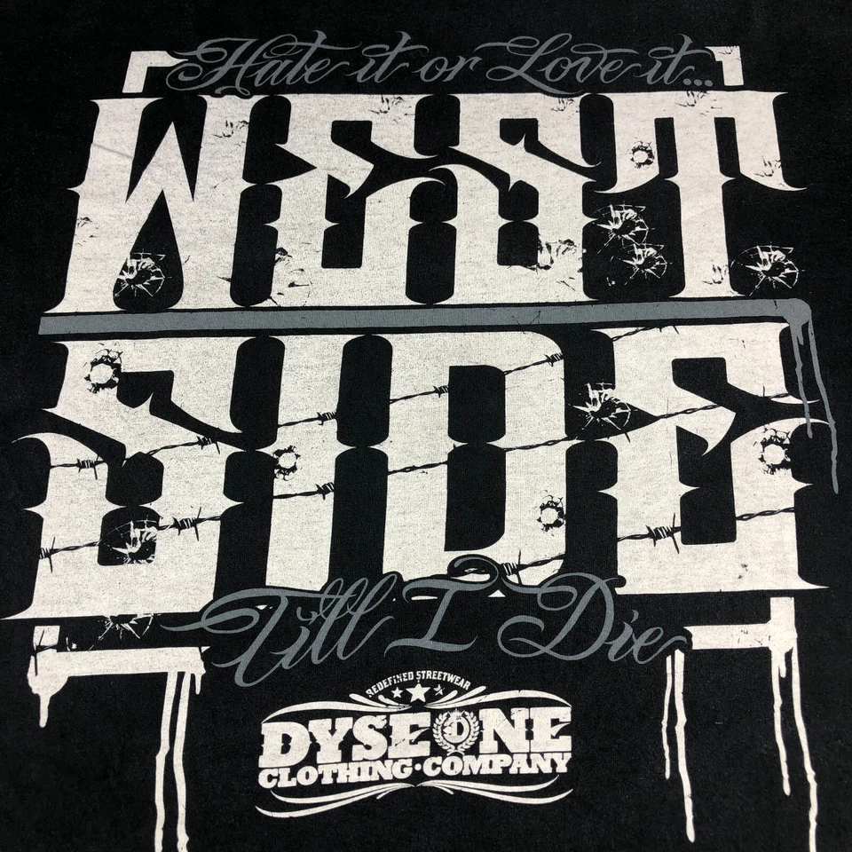 Camisa Dyse One Para Hombre Extra Extra Extra Grande Negra West Side Till I Die Graffiti Foto 3 de 4