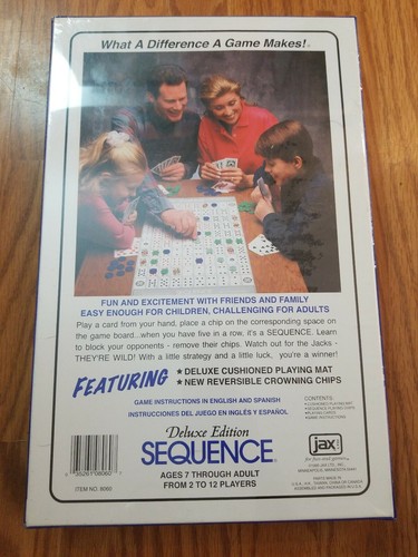 Sequence Deluxe Edition Strategy Game By Jax Ltd 1995 NEW Sealed - 第 2/3 張圖片